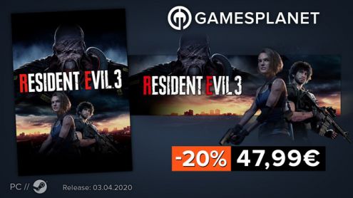 BON PLAN GAMESPLANET : Resident Evil 3 (Clé Steam) à 47,99¤ (-20%) - Post de Gameblog Bons Plans