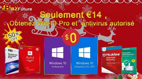 BZFuture : Windows 10 Pro gratuit, -50% sur des antivirus sous licence