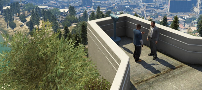 Discussion houleuse entre Michael et Franklin, deux protagonistes de GTA 5. Discussion houleuse entre Michael et Franklin, deux protagonistes de GTA 5.