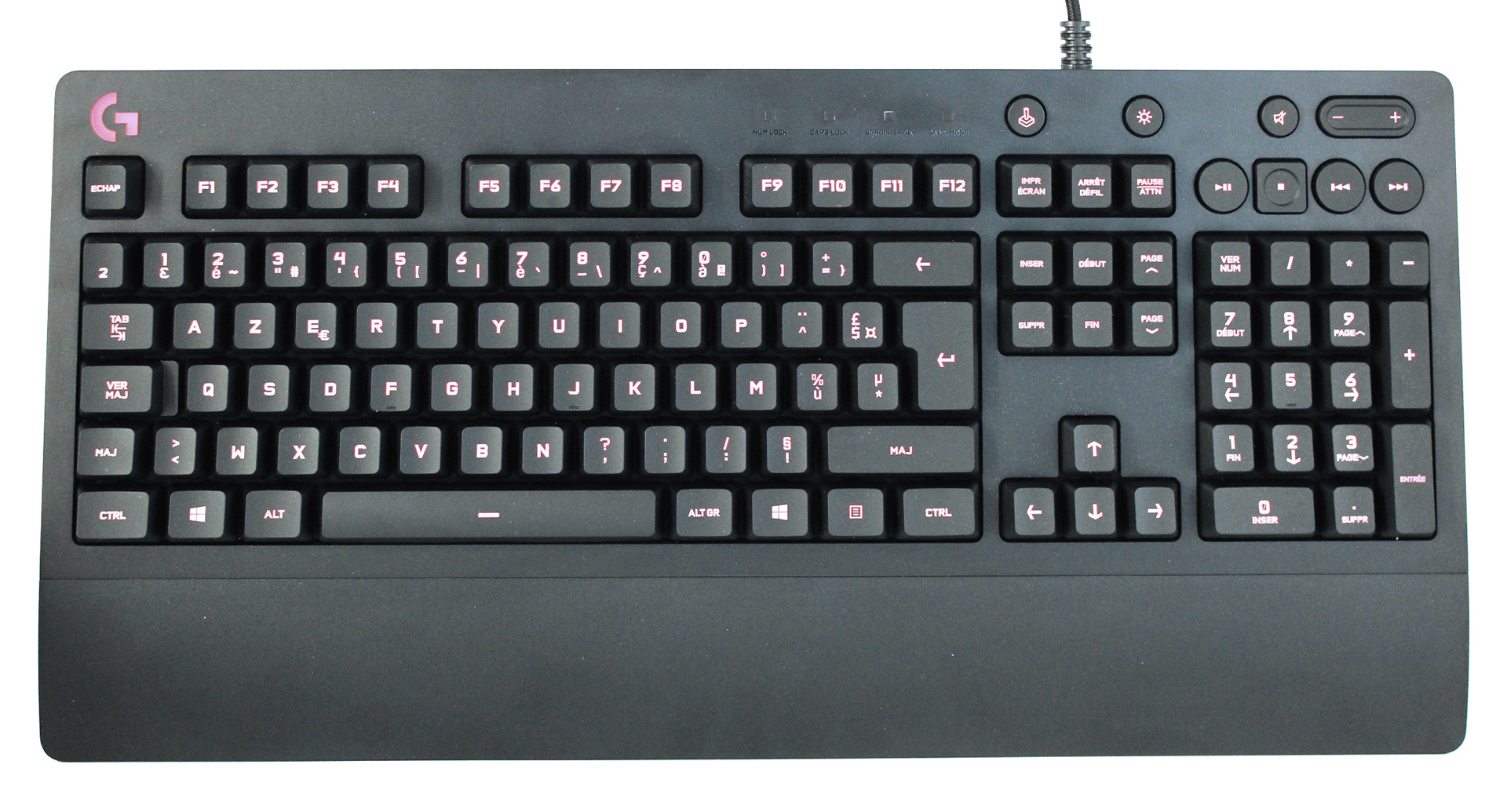 Logitech G213 vu de dessus