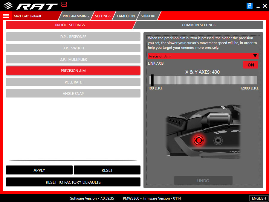 Gestion du bouton de précision de la RAT8