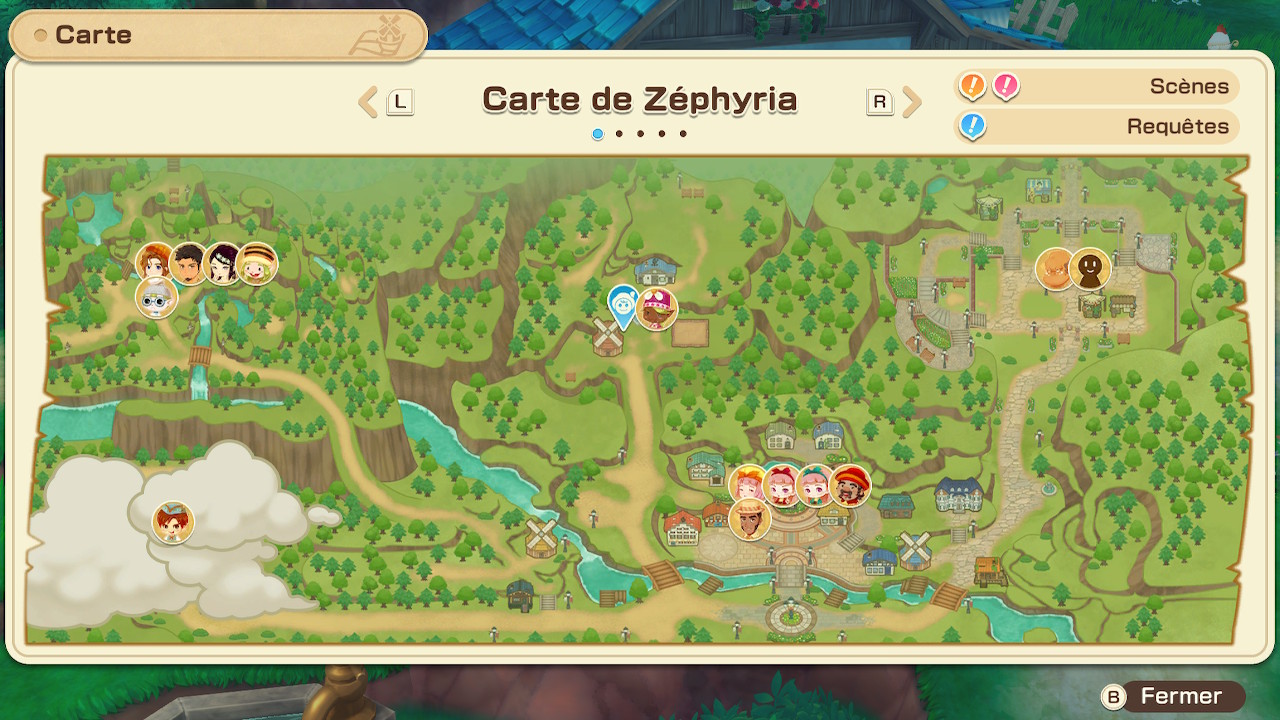 Story of Seasons Grand Bazaar : Carte de la région de Zéphyria. Story of Seasons Grand Bazaar : Carte de la région de Zéphyria.