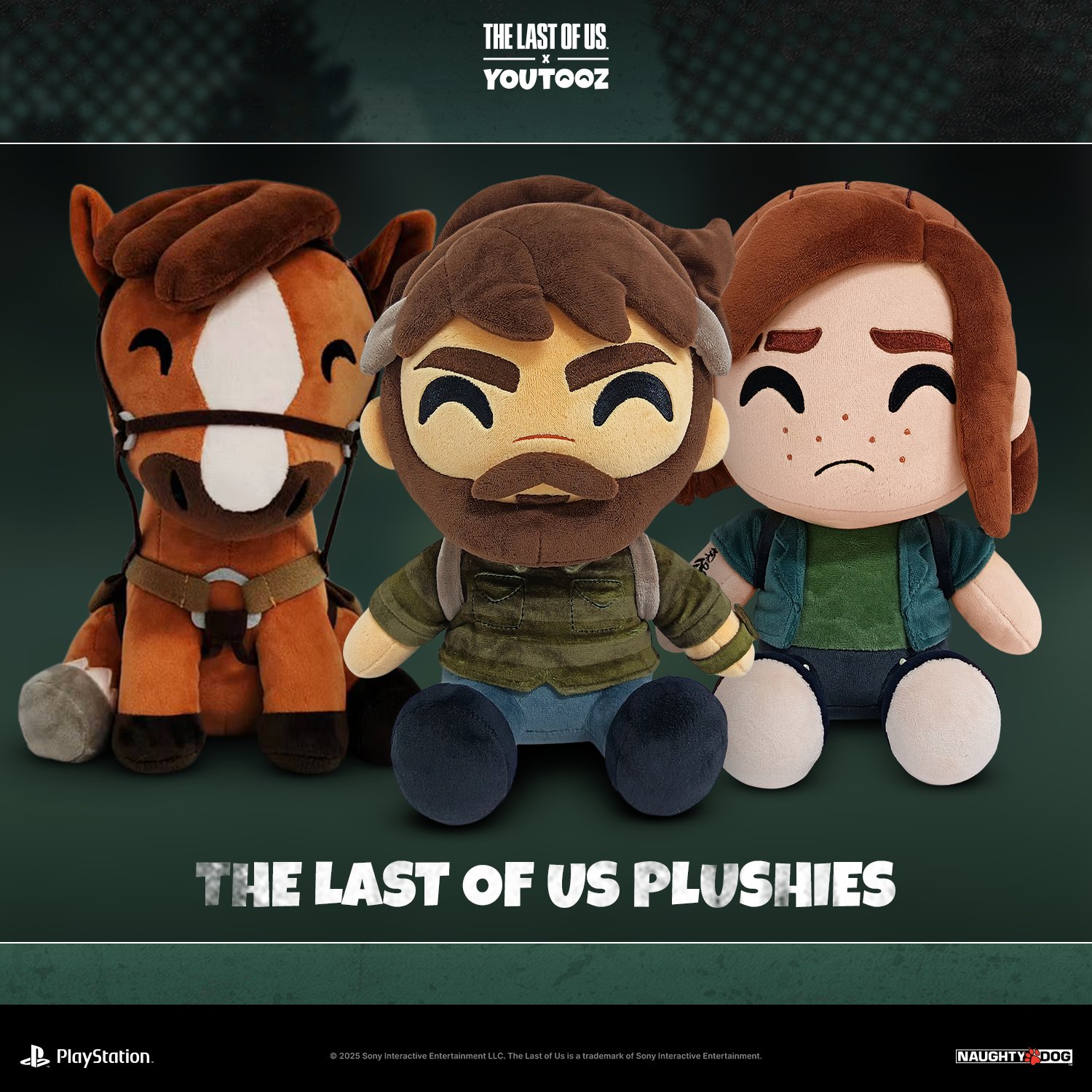 The Last of Us 2 : Peluches d'Ellie, Joel et Paillette par Youtooz. The Last of Us 2 : Peluches d'Ellie, Joel et Paillette par Youtooz.