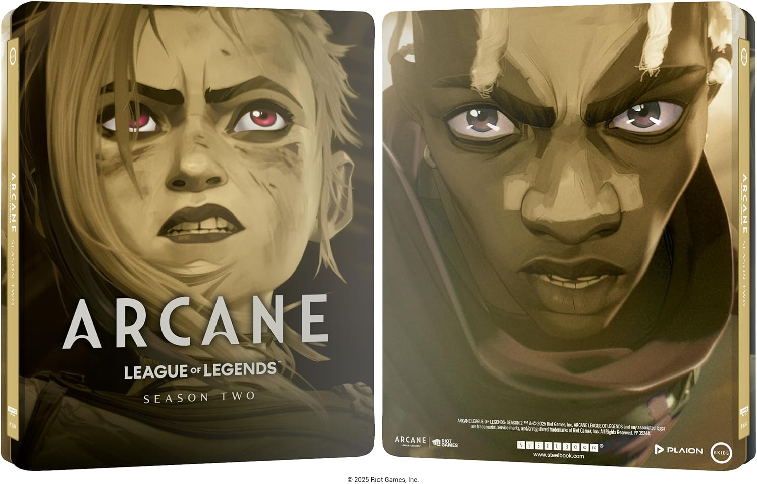 Recto verso du steelbook Blu-Ray 4K de la saison 2 d'Arcane. Recto verso du steelbook Blu-Ray 4K de la saison 2 d'Arcane.