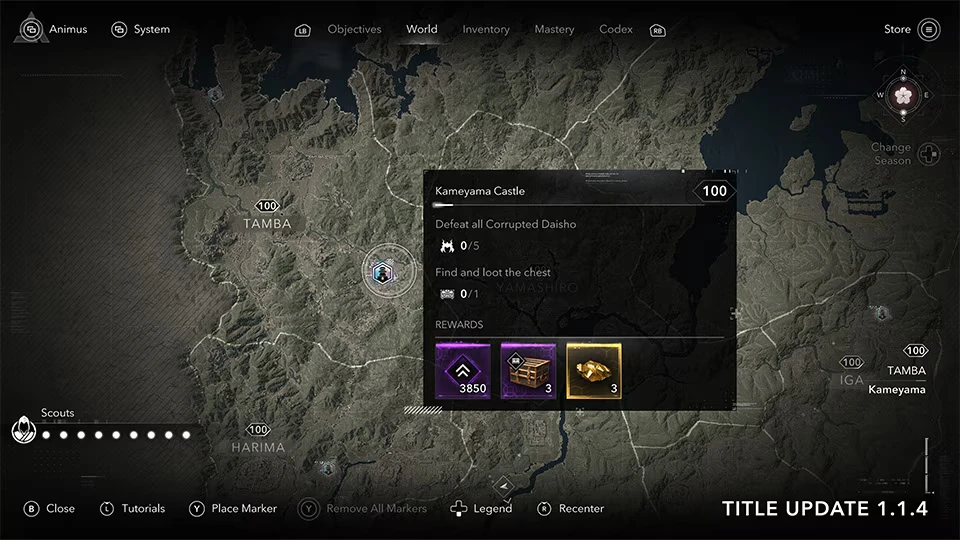 Localisation sur la map d'un Château Corrompu d'Assassin's Creed Shadows. Localisation sur la map d'un Château Corrompu d'Assassin's Creed Shadows.