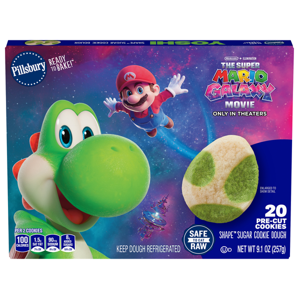 Super Mario Galaxy : Recto BoÃ®te Pillsbury de Cookie Dough avec Yoshi et Mario.