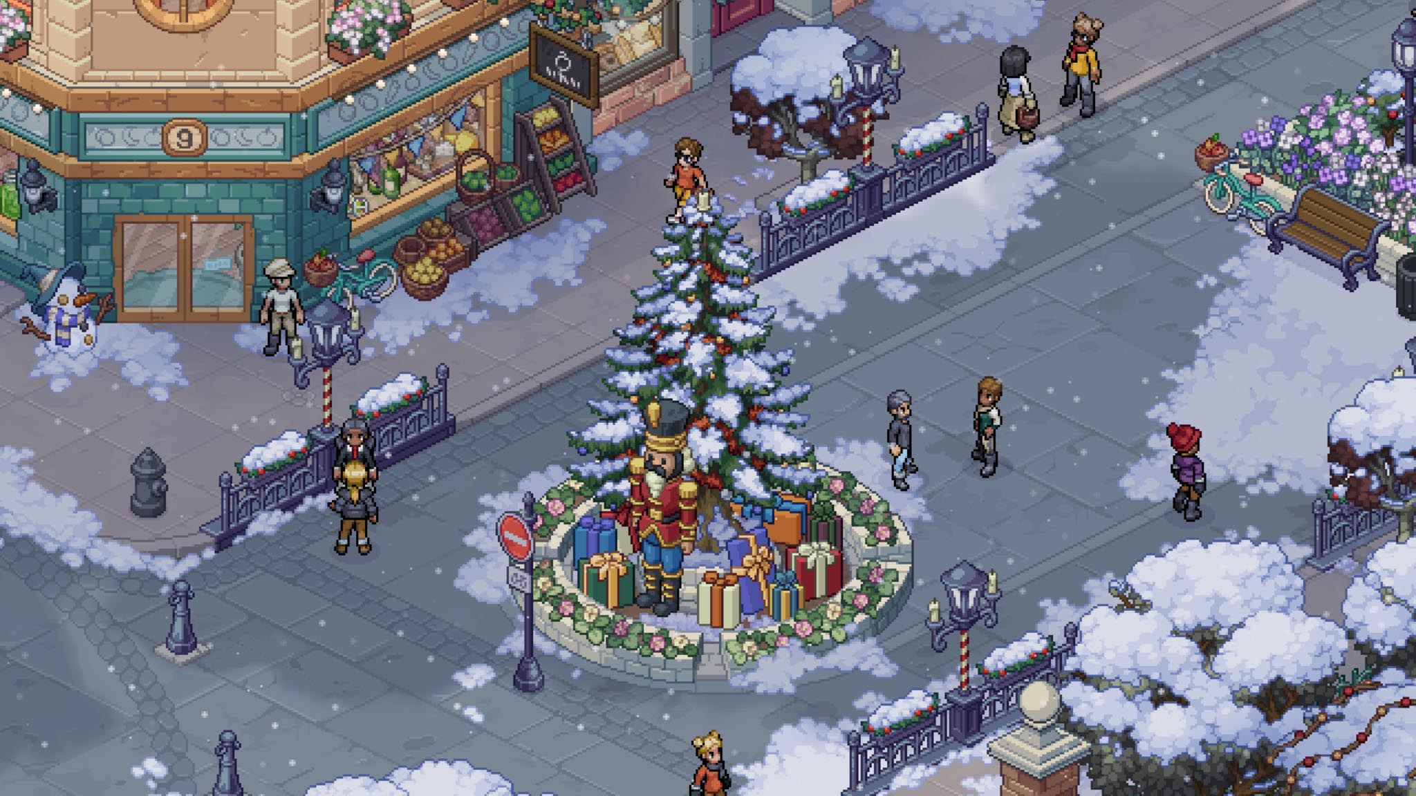 Ville sous la neige et sapin dans Witchbrook. Ville sous la neige et sapin dans Witchbrook.