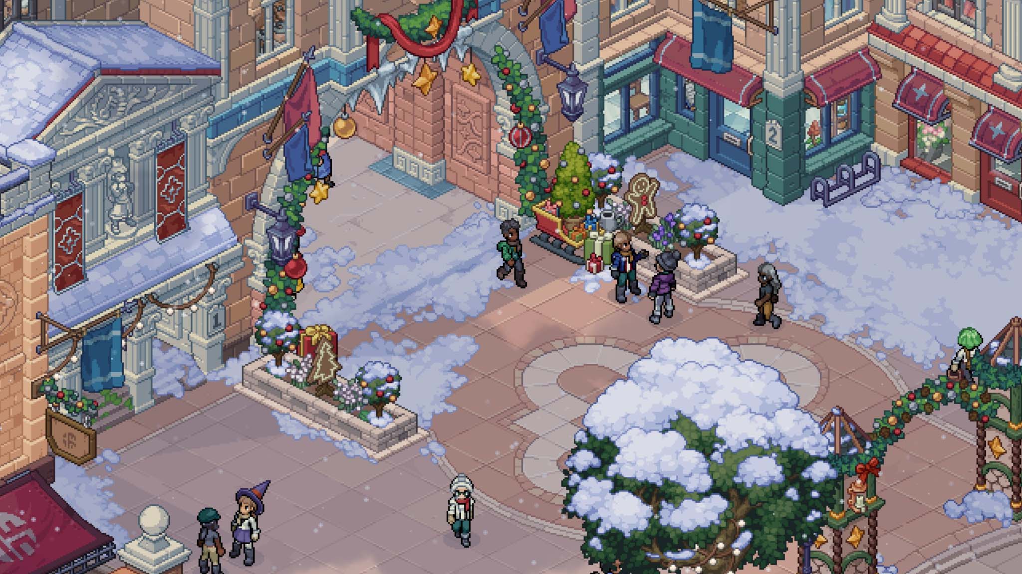 DÃ©cor de ville enneigÃ© dans Witchbrook.