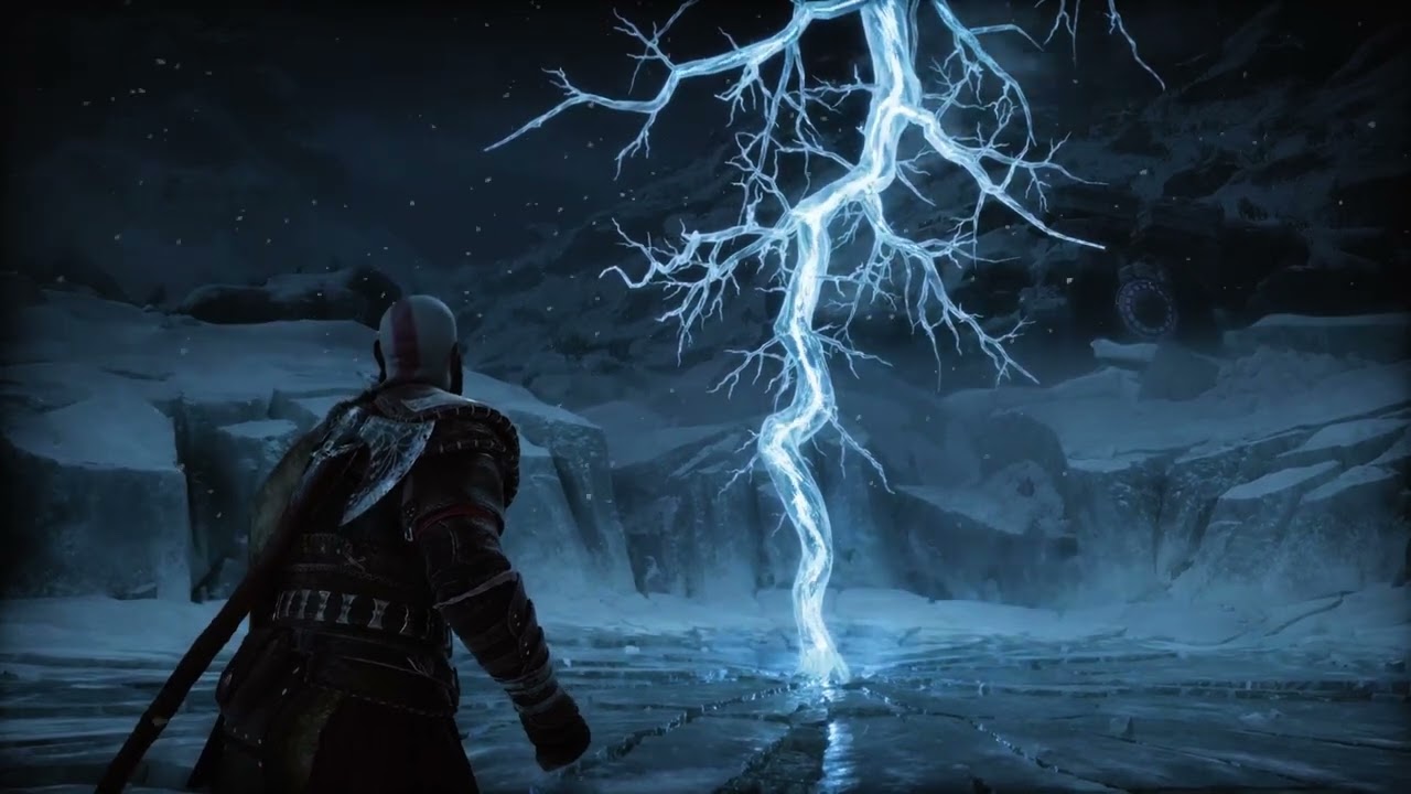 Le tonnerre de Thor frappe la glace dans God of War Ragnarok.