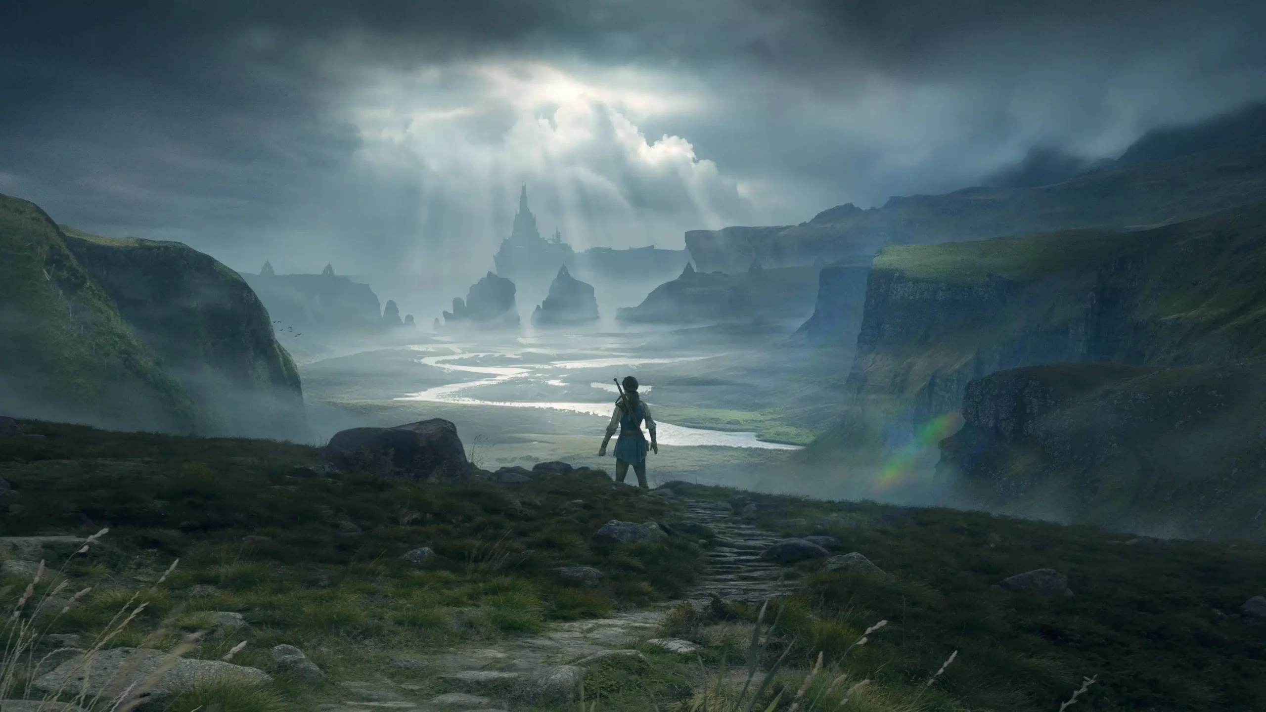 Concept art de l'héroïne de Fable face à Bloodstone au loin. Concept art de l'héroïne de Fable face à Bloodstone au loin.