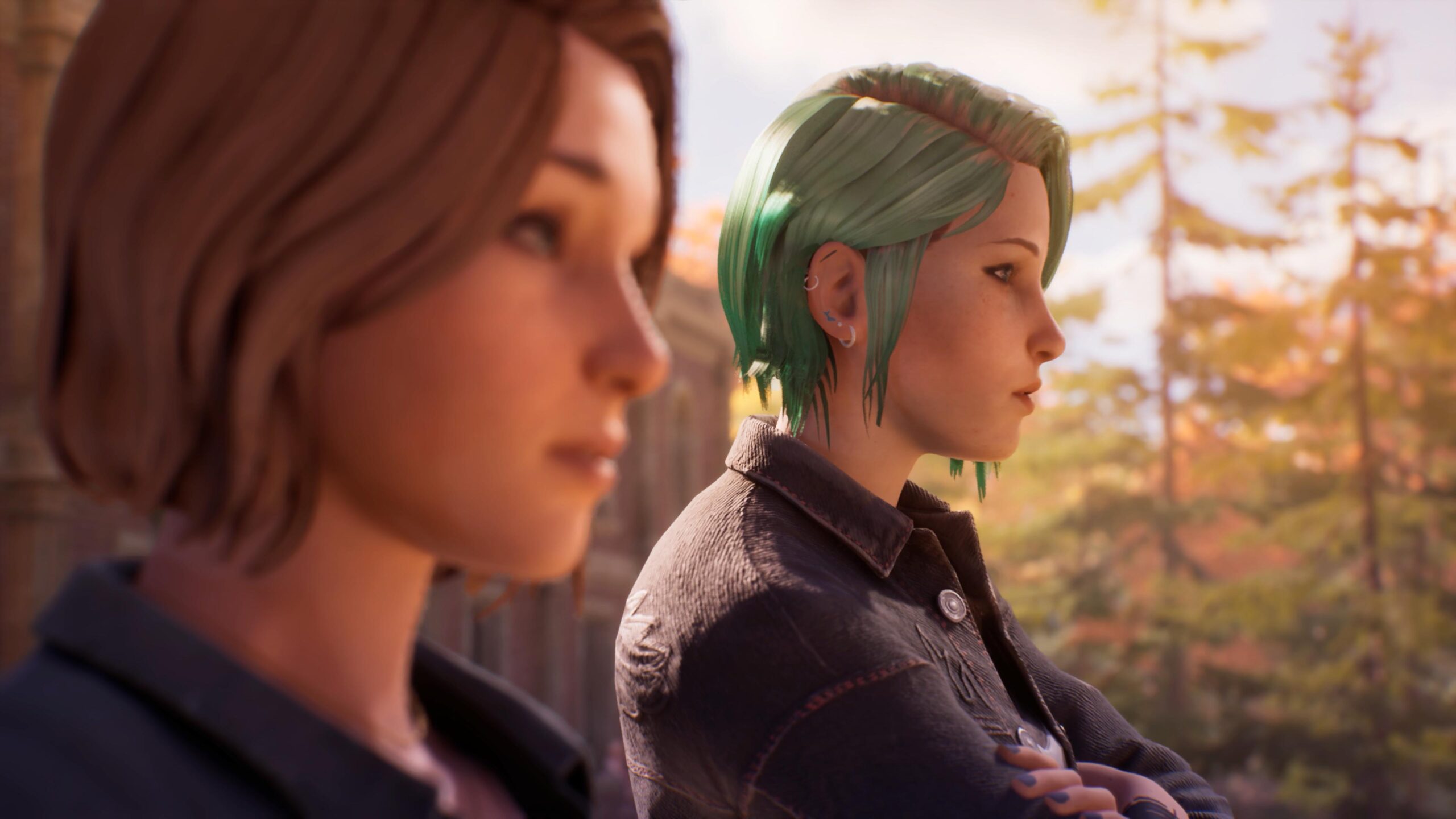 Chloe et Max cote à cote en extérieur dans Life is Strange Reunion. Chloe et Max cote à cote en extérieur dans Life is Strange Reunion.