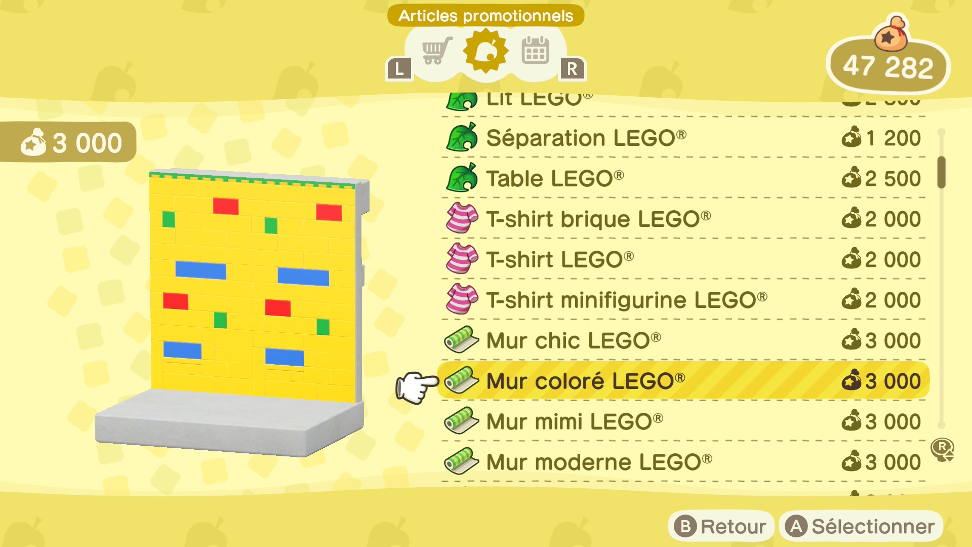 Catalogue LEGO dans Animal Crossing New Horizons.