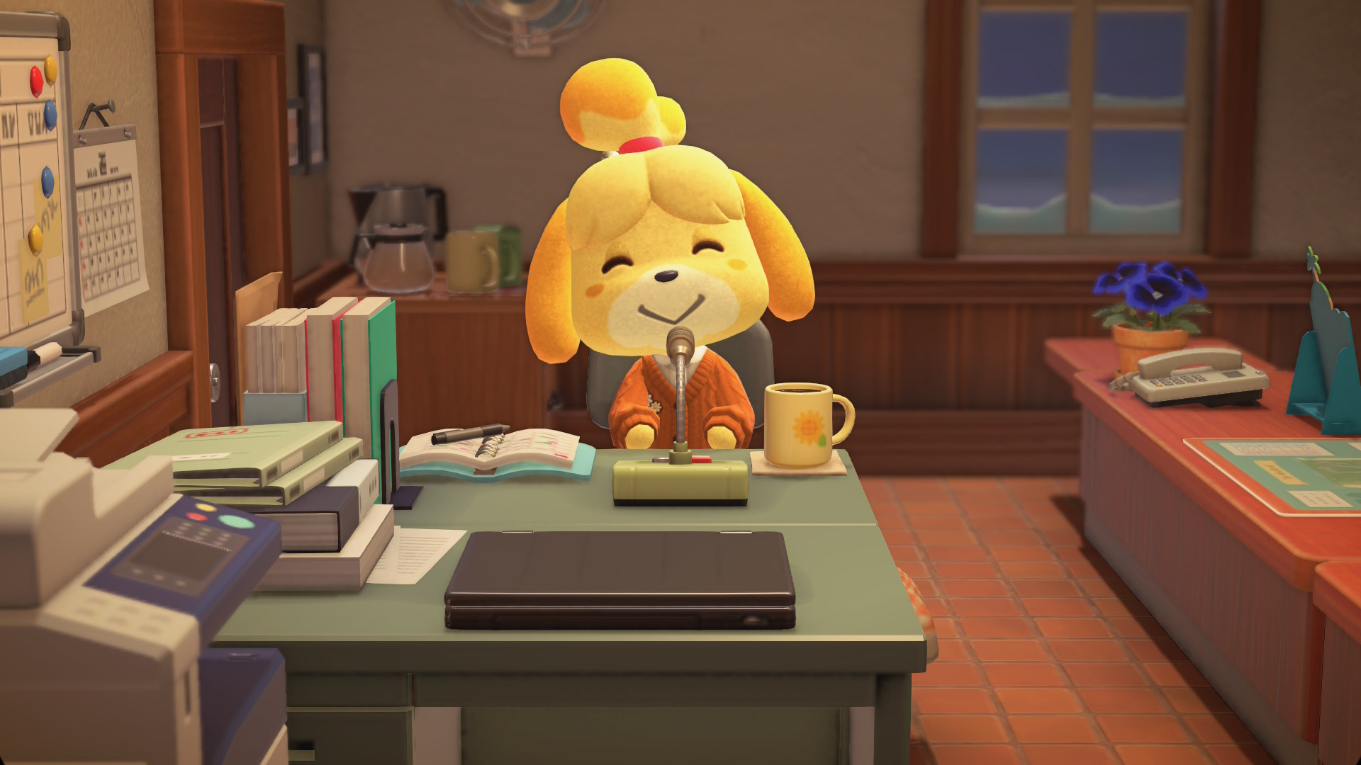 Marie sourit après son annonce en début de partie d'Animal Crossing New Horizons. Marie sourit après son annonce en début de partie d'Animal Crossing New Horizons.