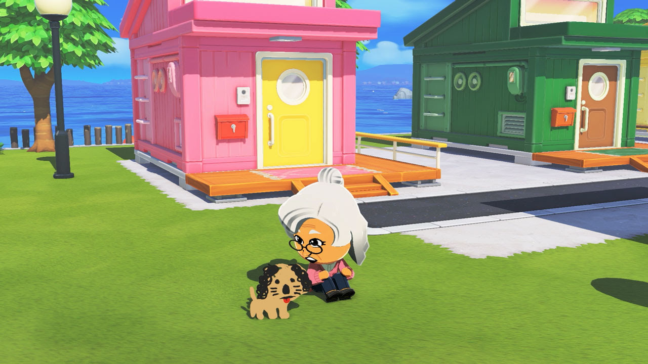 Un chien et une personne Ã¢gÃ©e dans Tomodachi Life Une vie de rÃªve.