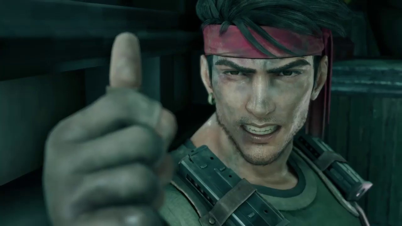 Biggs le pouce en l'air dans FF7 Remake.