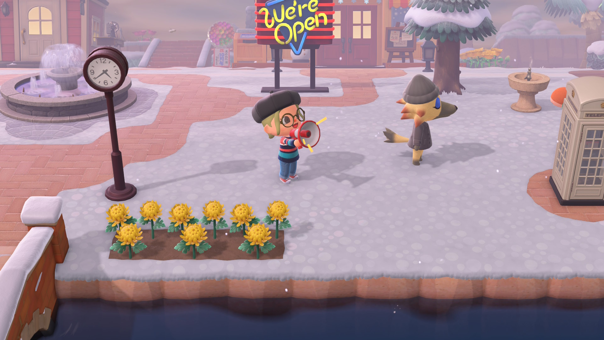 Utilisation du mégaphone dans la version Switch 2 d'Animal Crossing New Horizons. Utilisation du mégaphone dans la version Switch 2 d'Animal Crossing New Horizons.