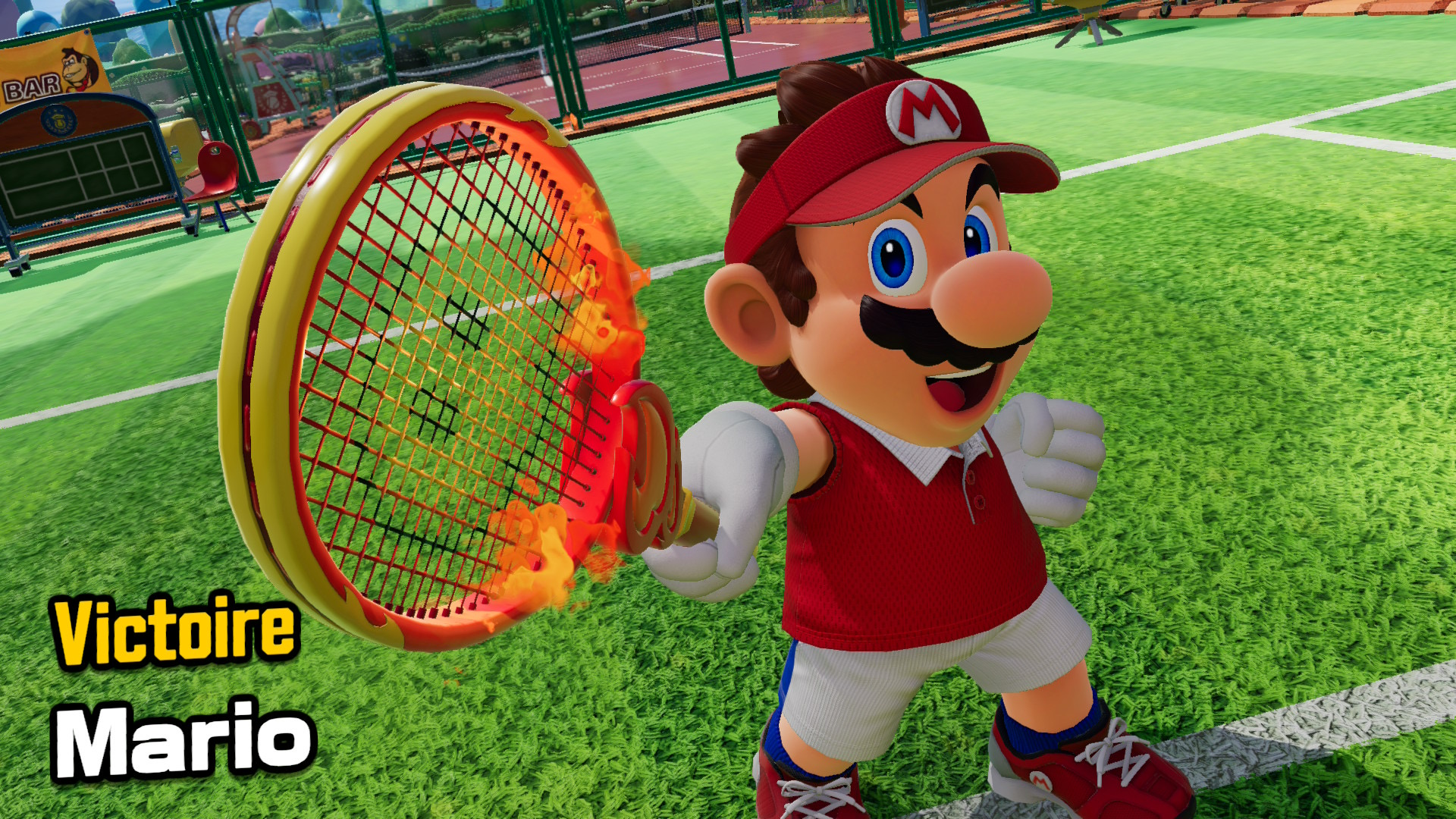 Victoire de Mario dans Tennis Fever sur Nintendo Switch 2.