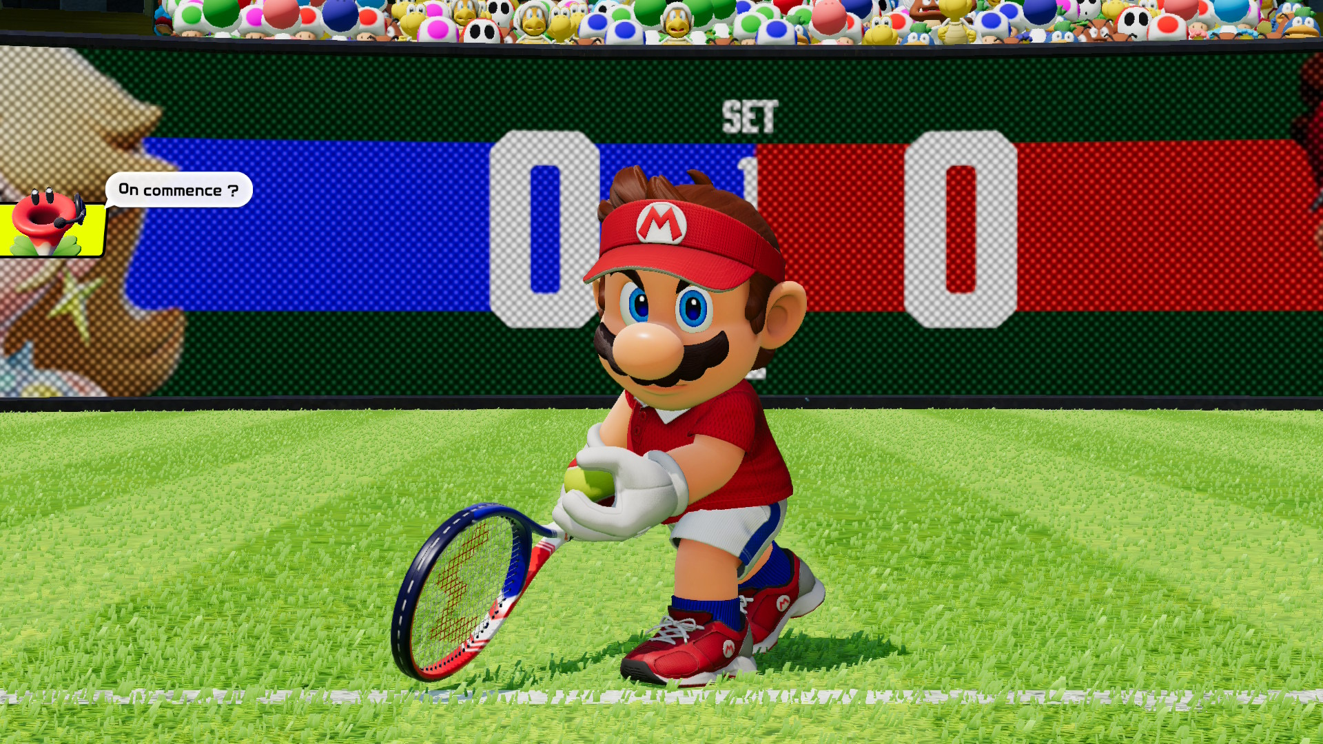 Mario au service pour un match de Tennis Fever sur Nintendo Switch 2. Mario au service pour un match de Tennis Fever sur Nintendo Switch 2.