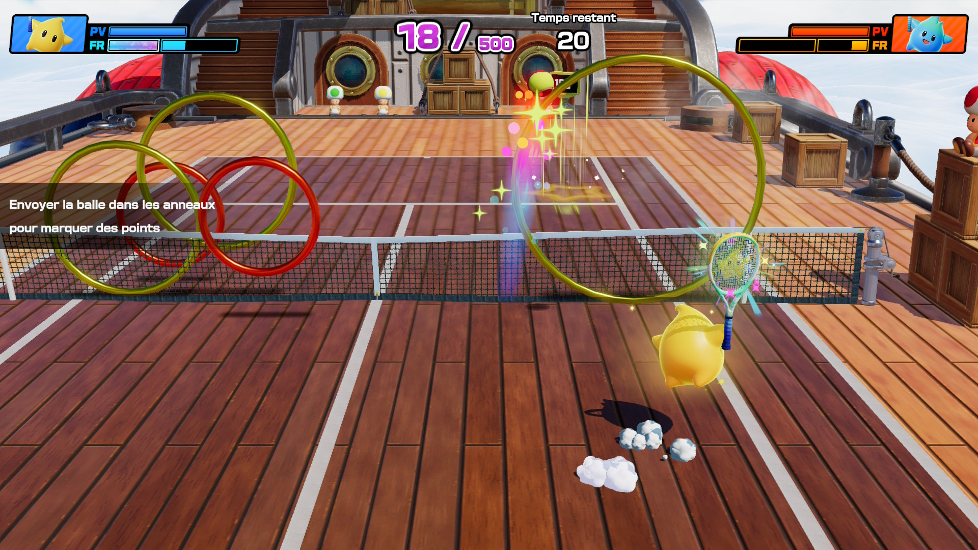 Le mini-jeu des anneaux de Mario Tennis Fever.