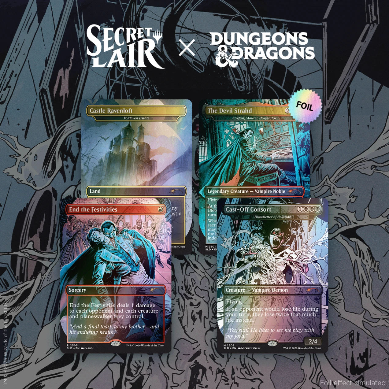 Strahd's Descent, les cartes Magic Secret Lair.
