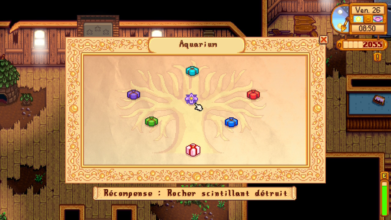 Les paquets pour rÃ©parer l'aquarium du centre communautaire de Stardew Valley.
