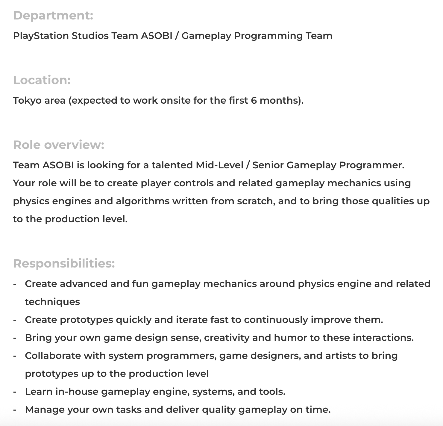 Team Asobi recrutement Lead Gameplay Programmer pour une nouvelle exclu PS5. Team Asobi recrutement Lead Gameplay Programmer pour une nouvelle exclu PS5.
