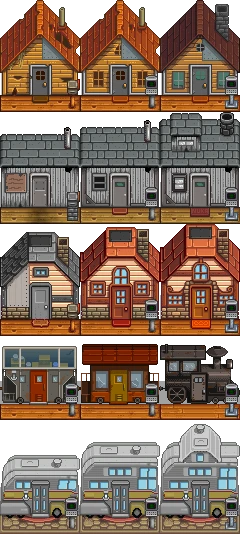 Bâtiments délabrés du mod Fallout Valley pour Stardew Valley. Bâtiments délabrés du mod Fallout Valley pour Stardew Valley.