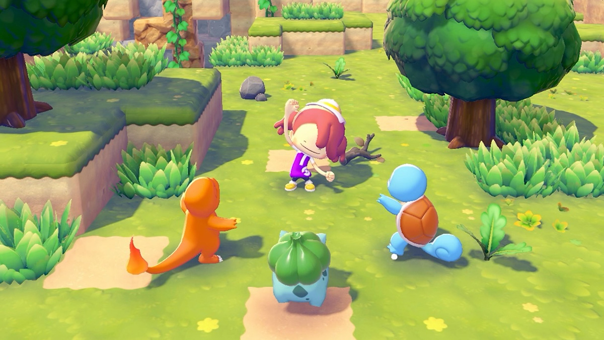 Les starters de la première génération dans Pokemon Pokopia. Les starters de la première génération dans Pokemon Pokopia.