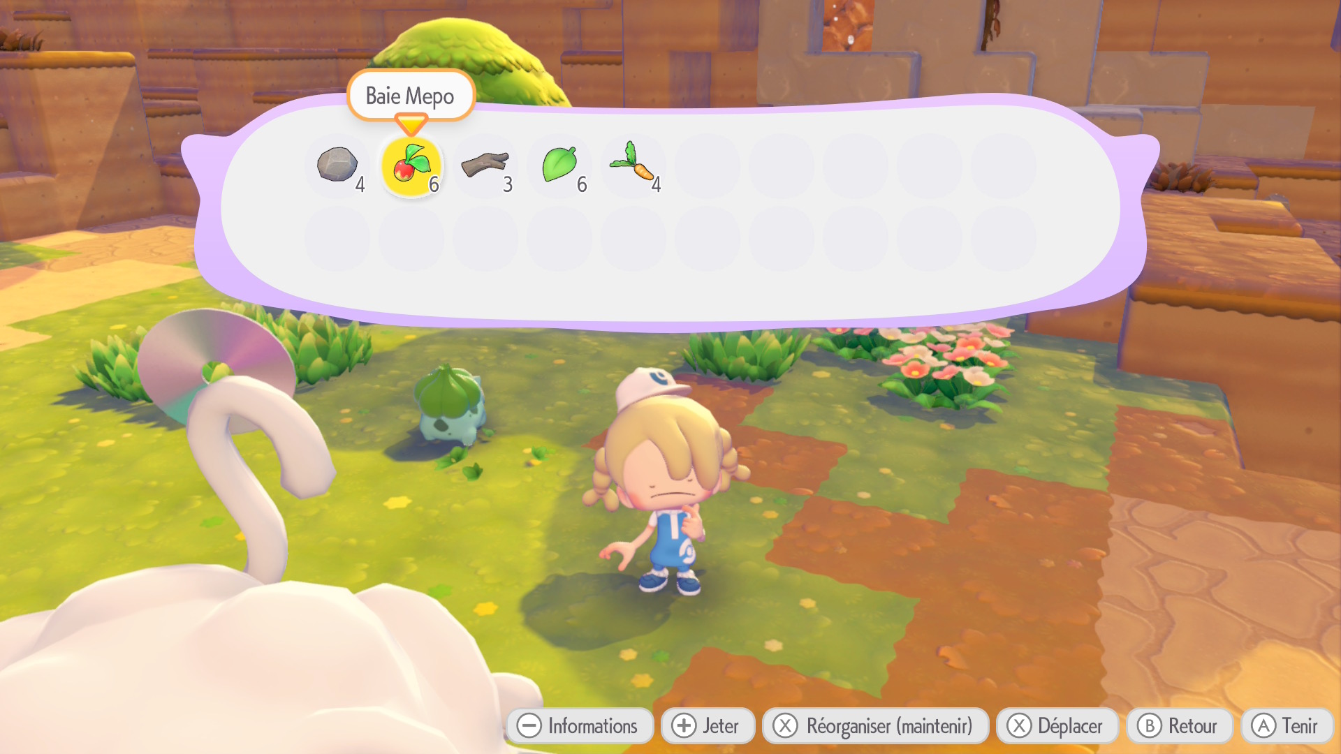 Inventaire de base dans Pokemon Pokopia.