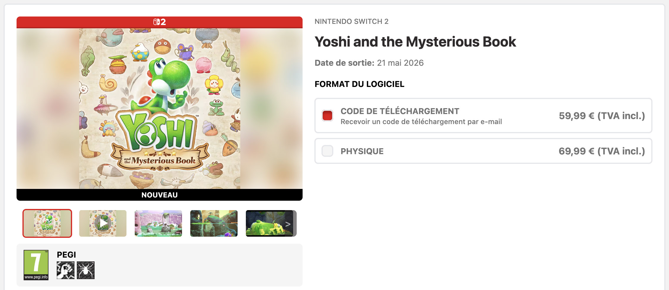 Prix de Yoshi and the Mysterious Book sur Nintendo Switch 2.