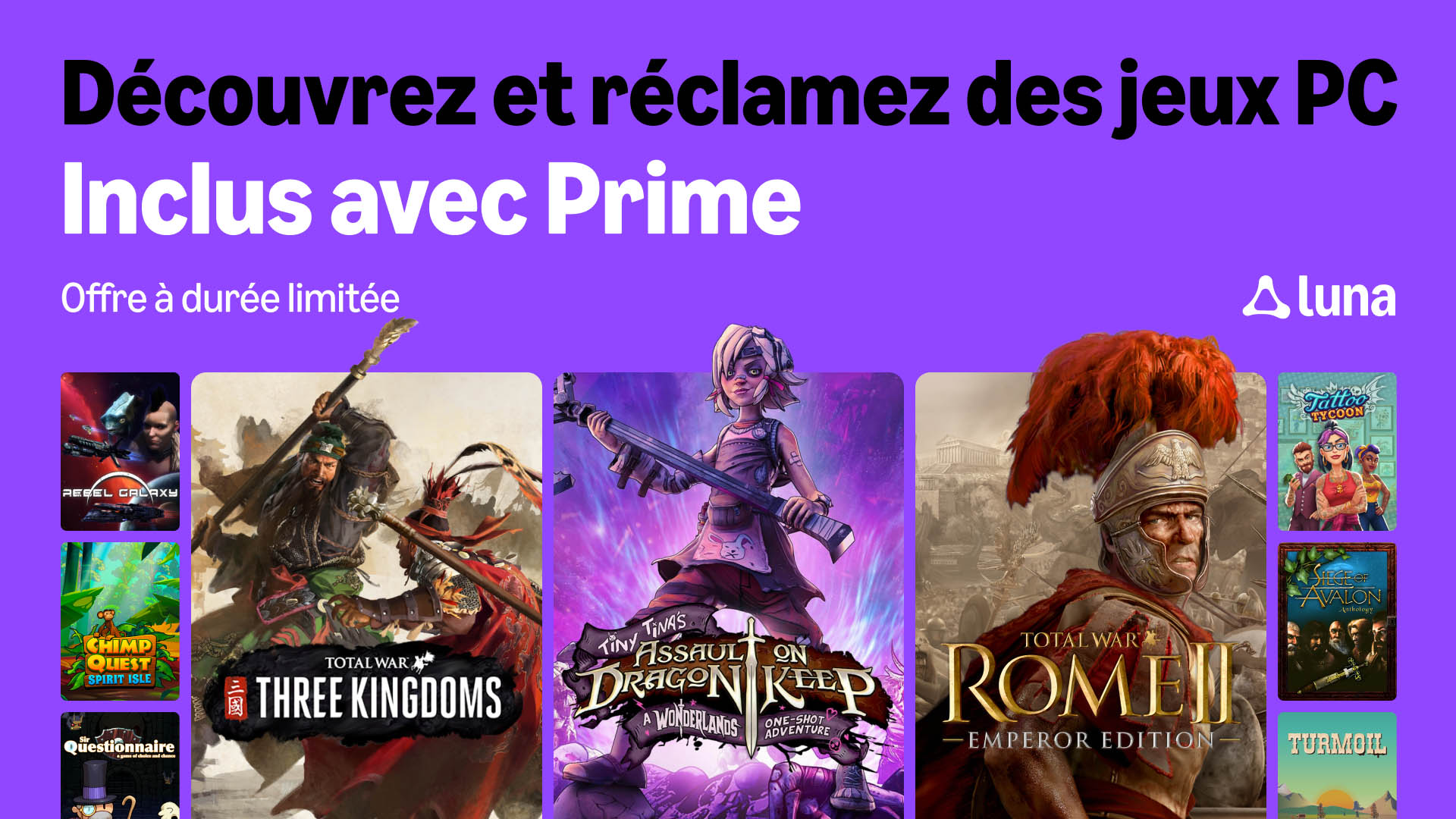 Prime Gaming Amazon Luna dévoile ses nouveautés de mars 2026. Prime Gaming Amazon Luna dévoile ses nouveautés de mars 2026.