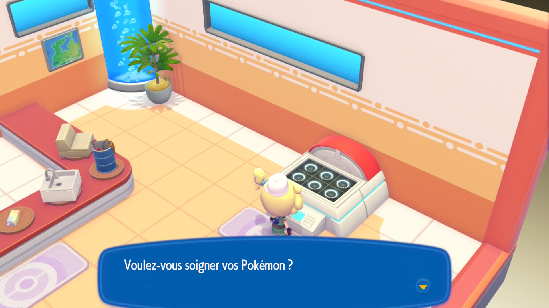 Se soigner au centre pokémon de Pokopia. Se soigner au centre pokémon de Pokopia.