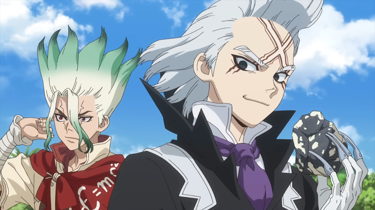 Senku et Xeno Ã  la fin de Dr Stone.