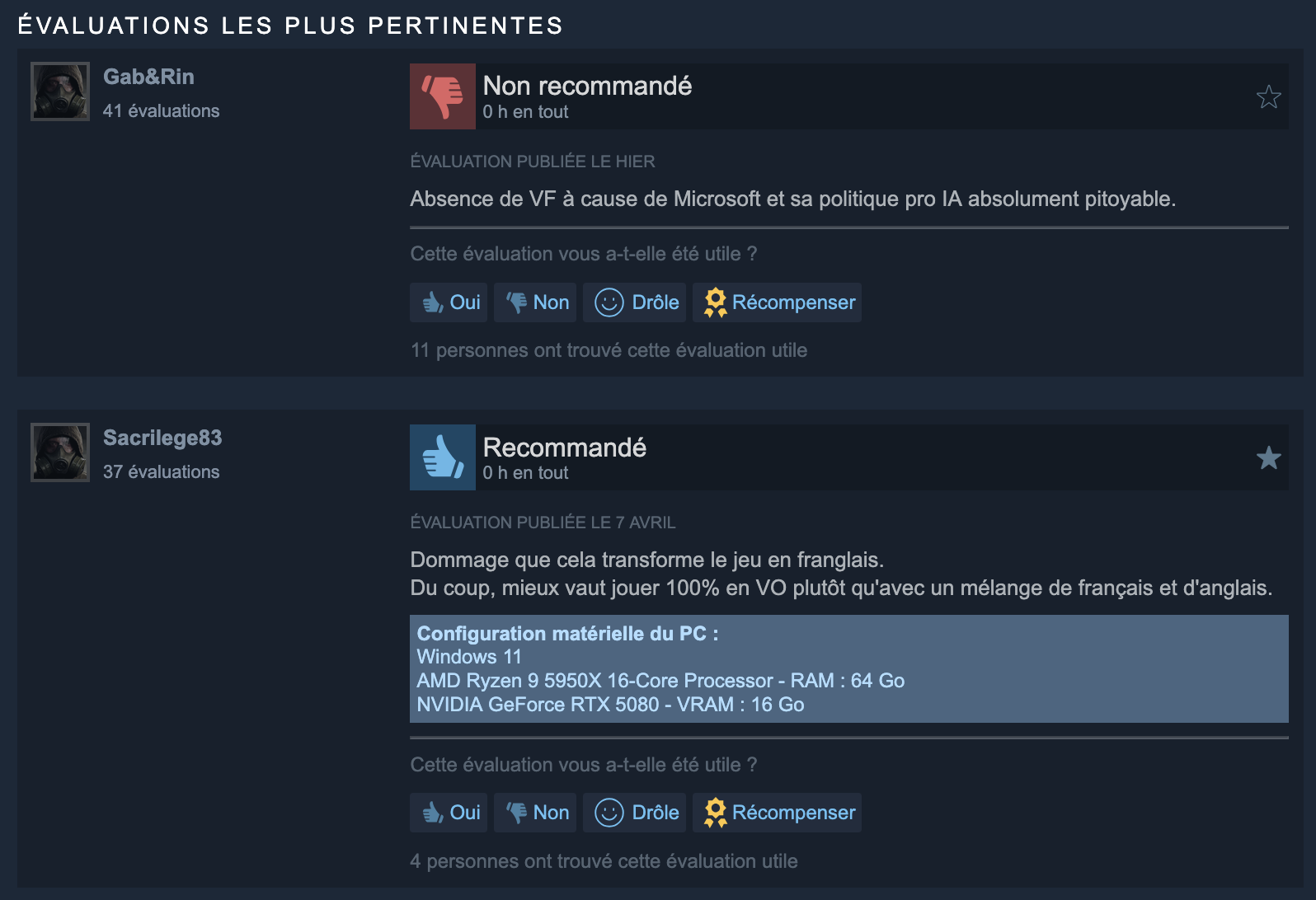 Commentaires pour le DLC de Starfield.