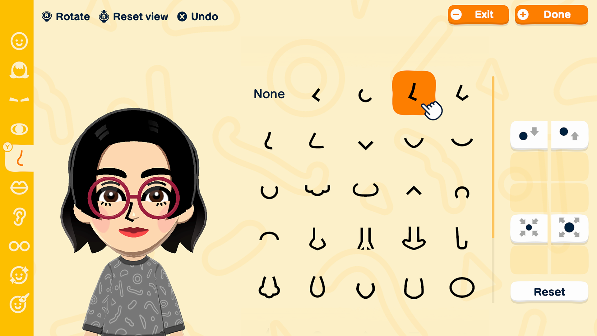 Choisir le nez d'un Mii dans Tomodachi Life sur Nintendo Switch. Choisir le nez d'un Mii dans Tomodachi Life sur Nintendo Switch.