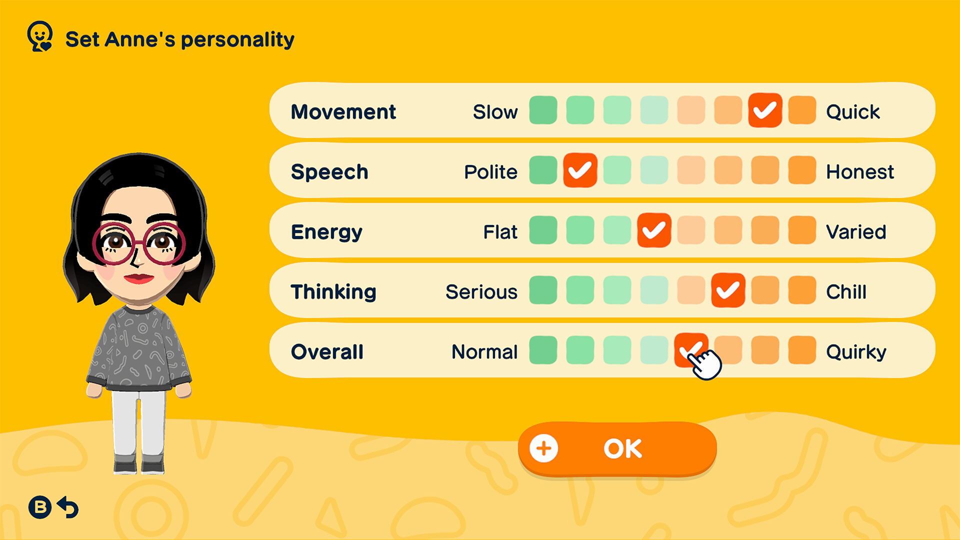 Choisir la personnalitÃ© de son Mii.