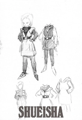Croquis de C-18 de Dragon Ball Z. Croquis de C-18 de Dragon Ball Z.