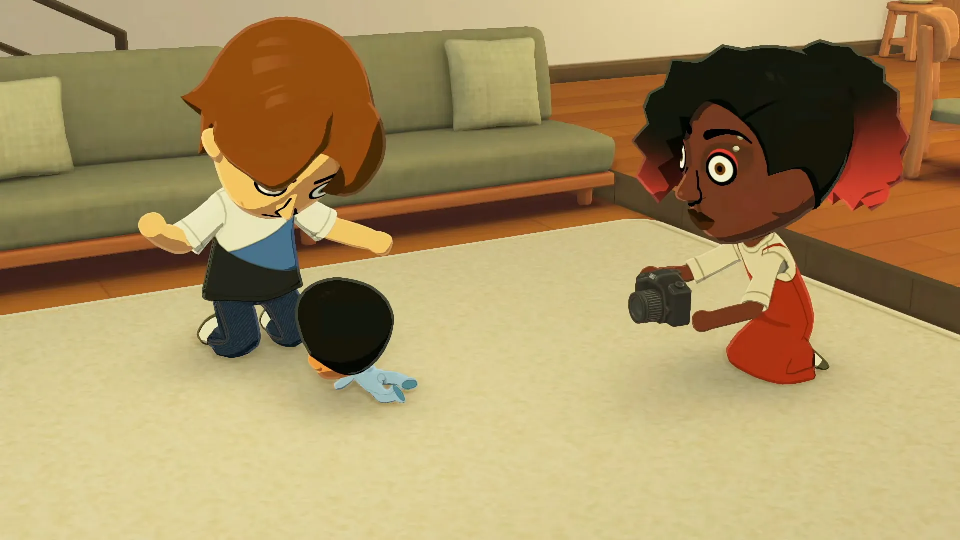 Des Mii et leur bébé dans Tomodachi Life Une vie de rêve. Des Mii et leur bébé dans Tomodachi Life Une vie de rêve.