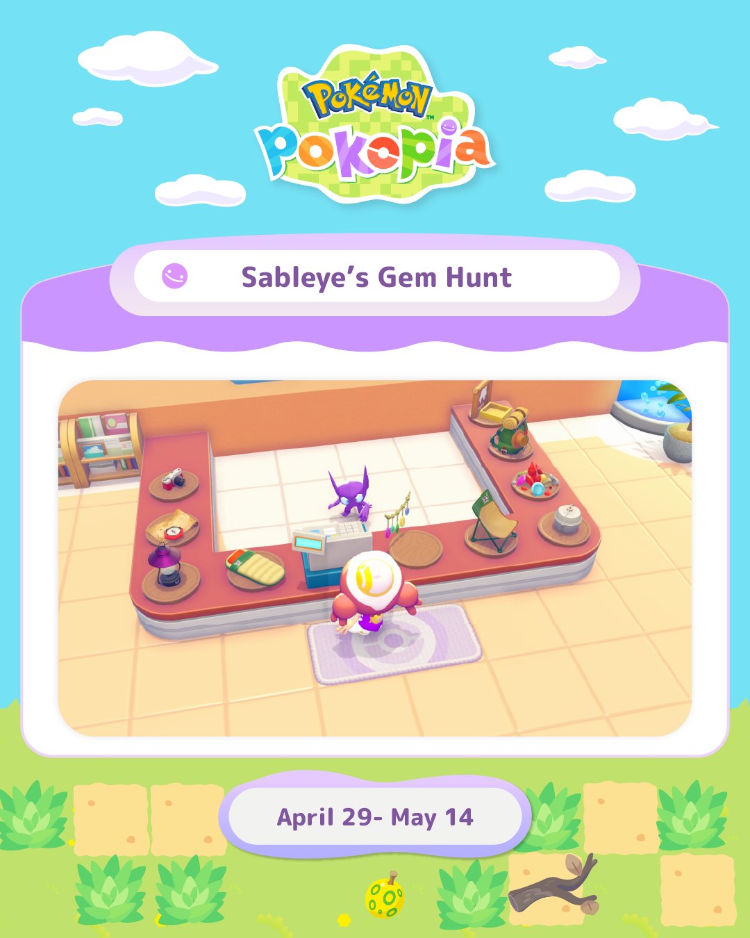 Tenefix propose du troc dans Pokemon Pokopia. Tenefix propose du troc dans Pokemon Pokopia.