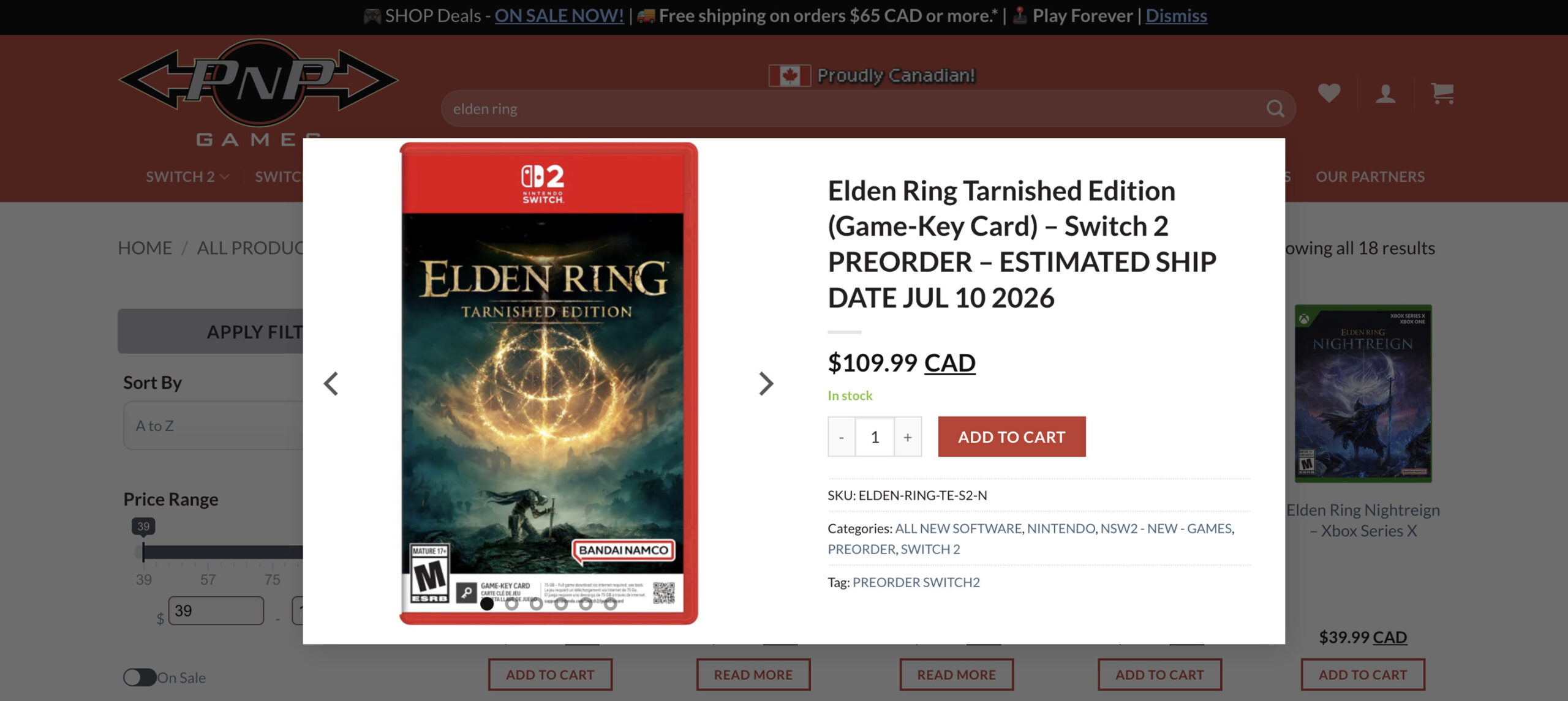 La date de sortie d'Elden Ring sur nintendo switch 2 leak via pnp games.