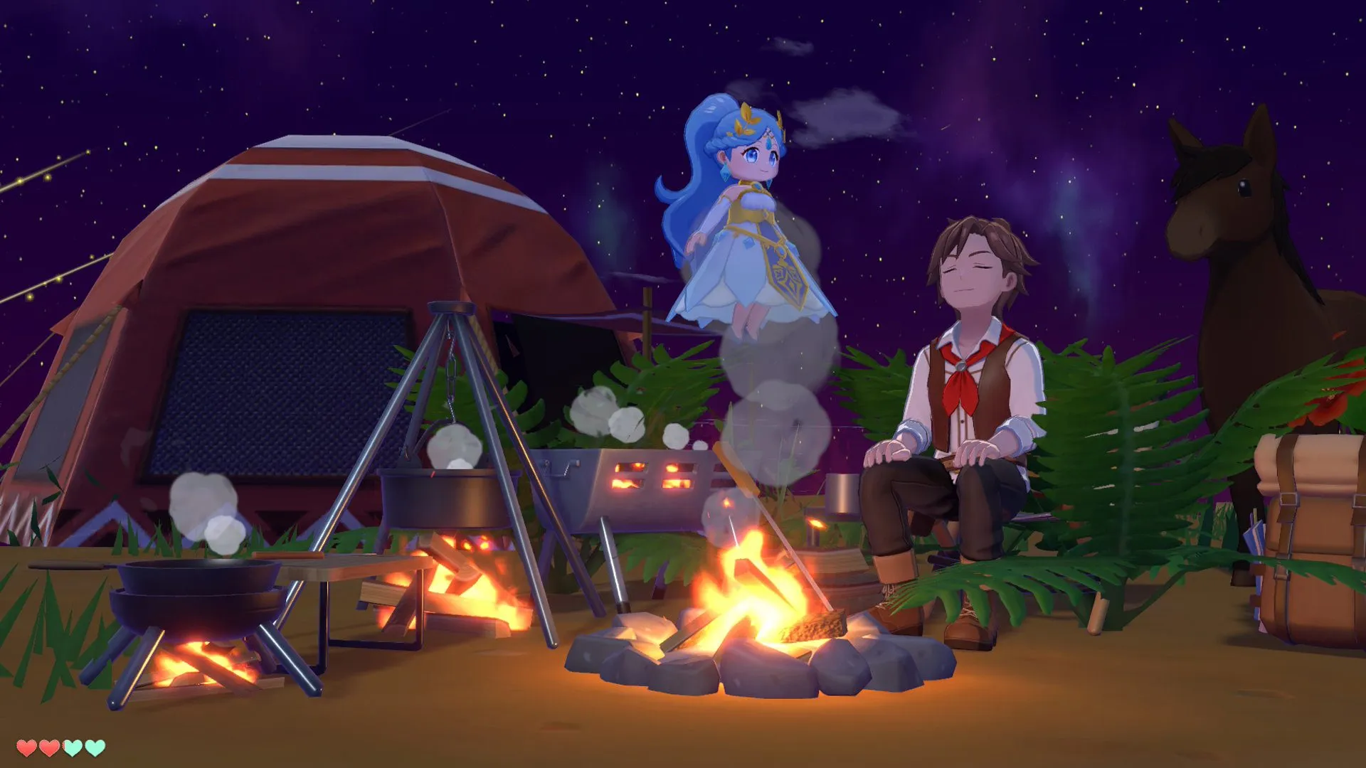 Un campement dans Harvest Moon Echoes of Teradea.
