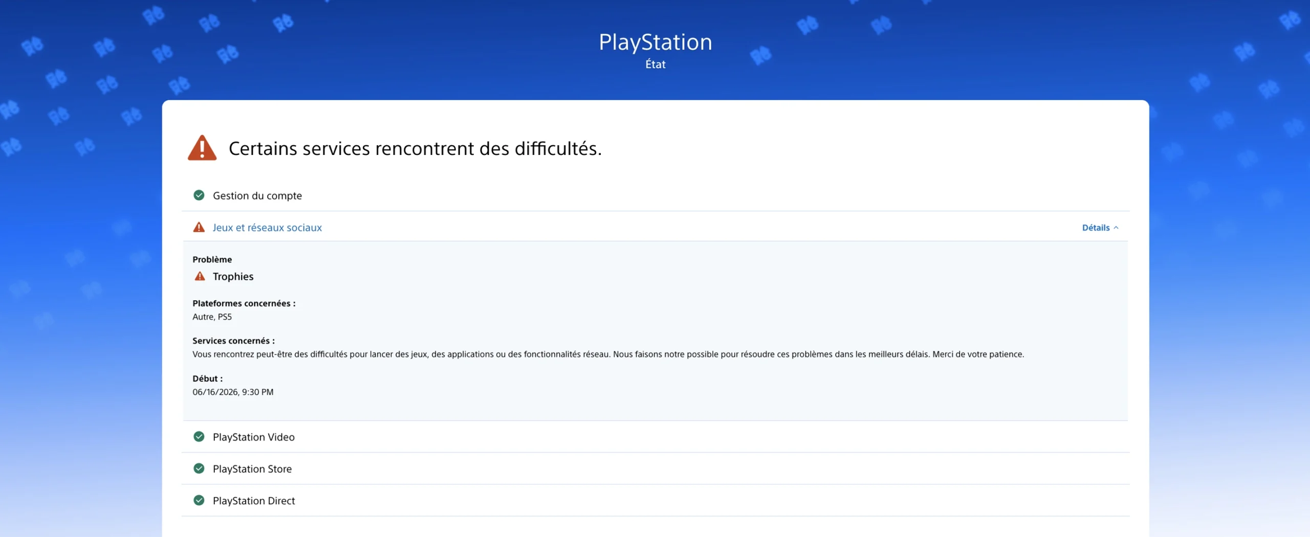 PSN Panne de juin 2026.