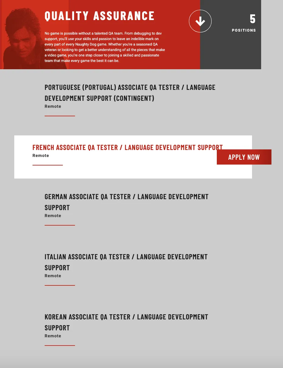 Recrutement chez Naughty Dog.
