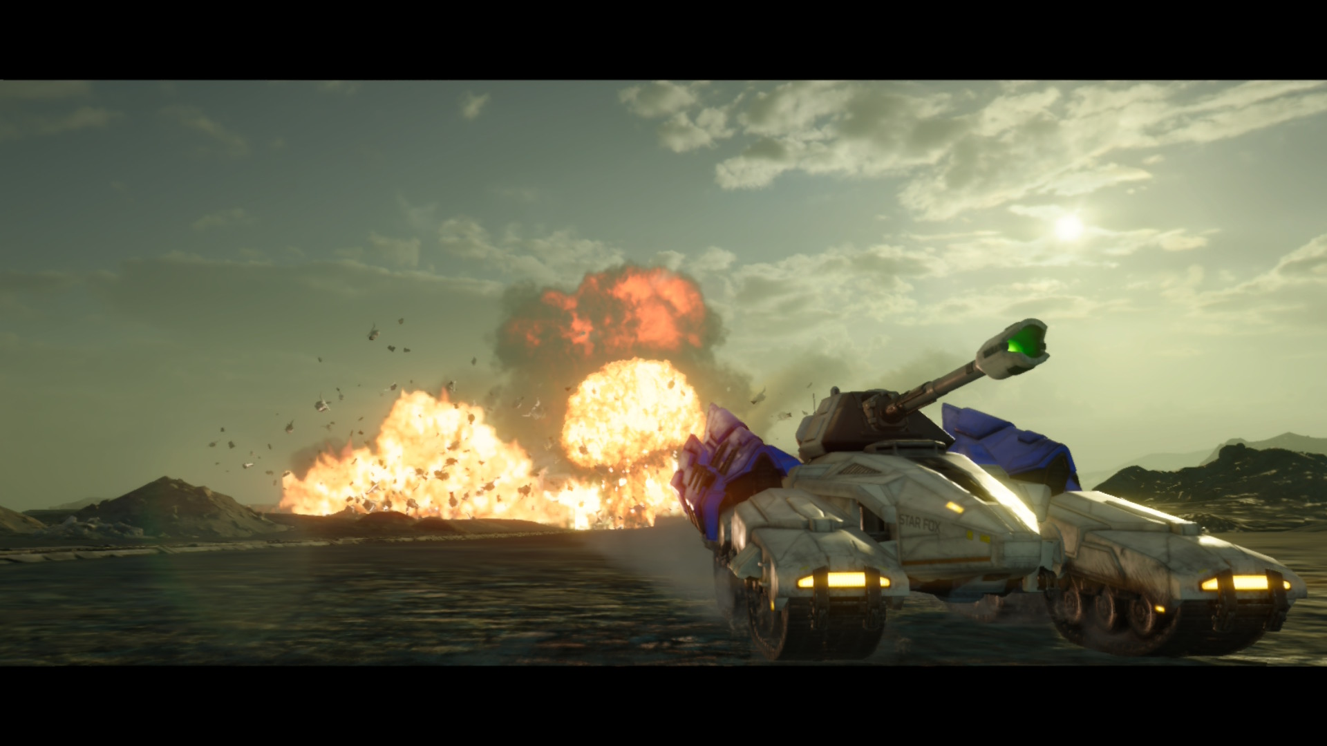 Le Landmaster dans star fox sur nintendo switch 2.