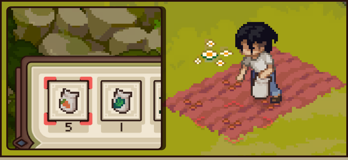 Grave Seasons et son gameplay Ã  la Stardew Valley.