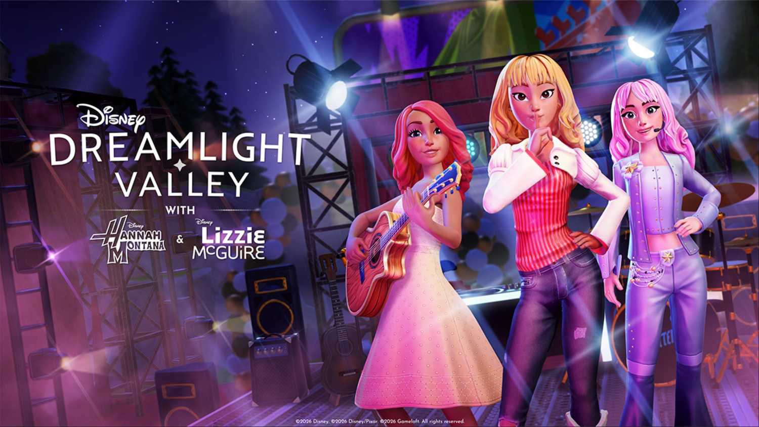 Hannah Montana et Lizzie McGuire dans Disney Dreamlight Valley.