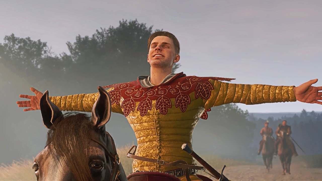 Hans Capon heureux à cheval dans Kingdom Come Deliverance 2. Hans Capon heureux à cheval dans Kingdom Come Deliverance 2.