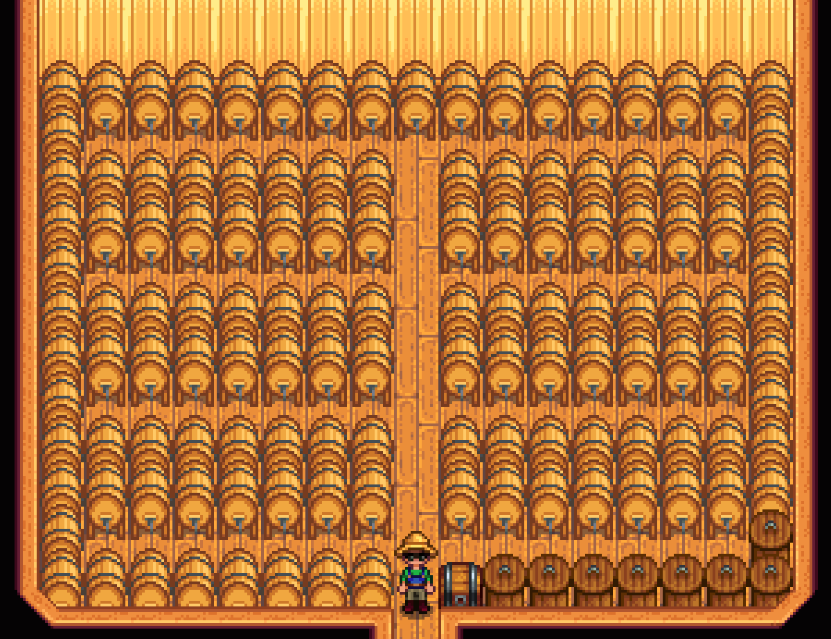 Salle de tonneaux dans Stardew Valley. Salle de tonneaux dans Stardew Valley.