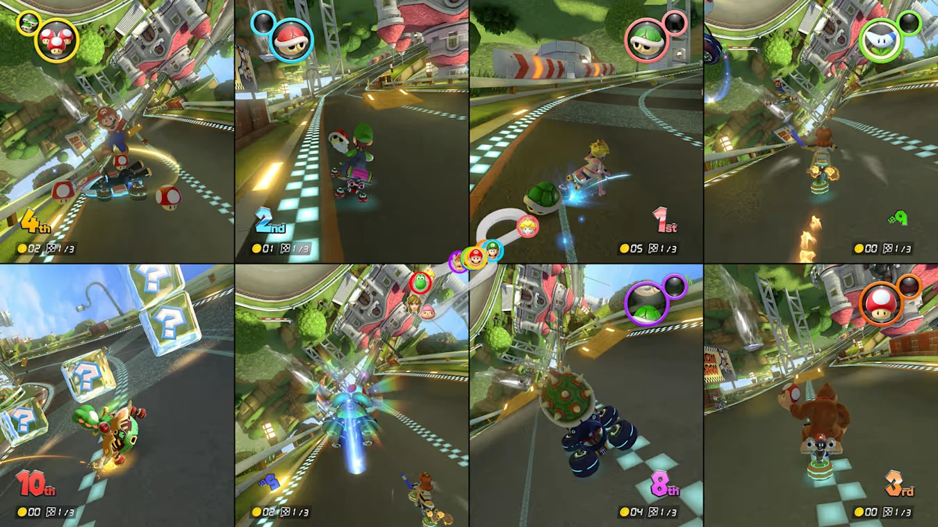 Mario Kart 8 Deluxe en multi local 8 joueurs.