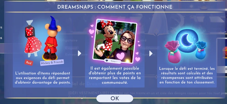 Disney Dreamlight Valley explique en jeu le fonctionnement des DreamSnaps. Disney Dreamlight Valley explique en jeu le fonctionnement des DreamSnaps.
